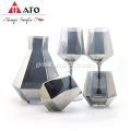 Fruit Juice Pitcher Hexagon Pitch With Plating Smoky Grey Glass Manufactory